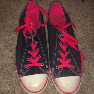 Converse navy and hot pink sneakers